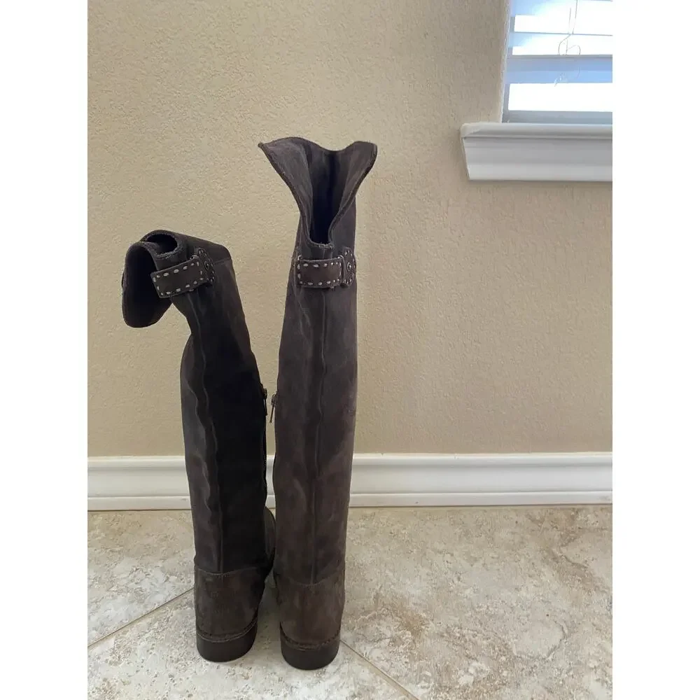 WomensFrye Size 7 M  Brown Leather Over The Knee Riding Boots New